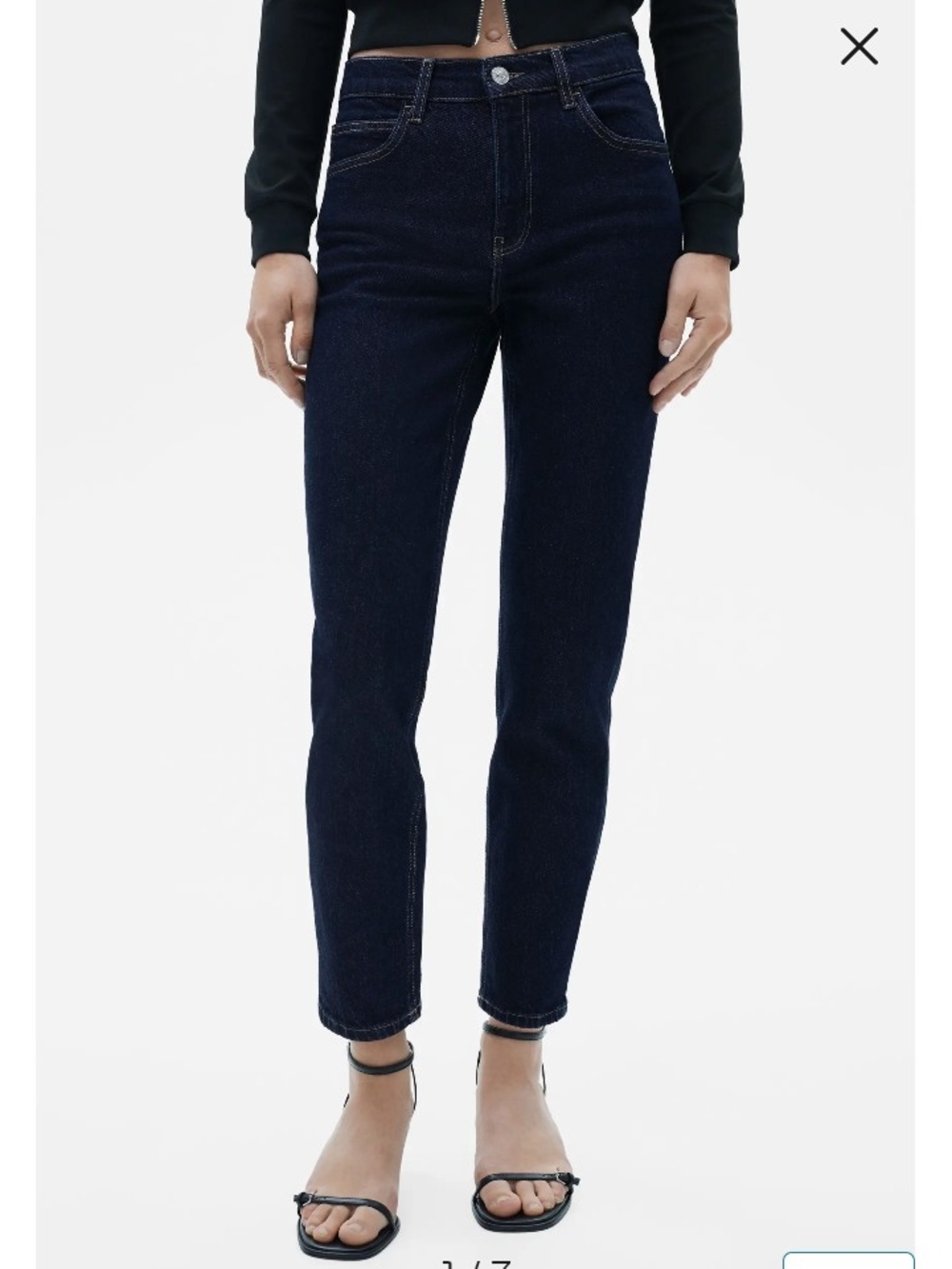 Mango Dark Indigo High-Rise Straight Jeans